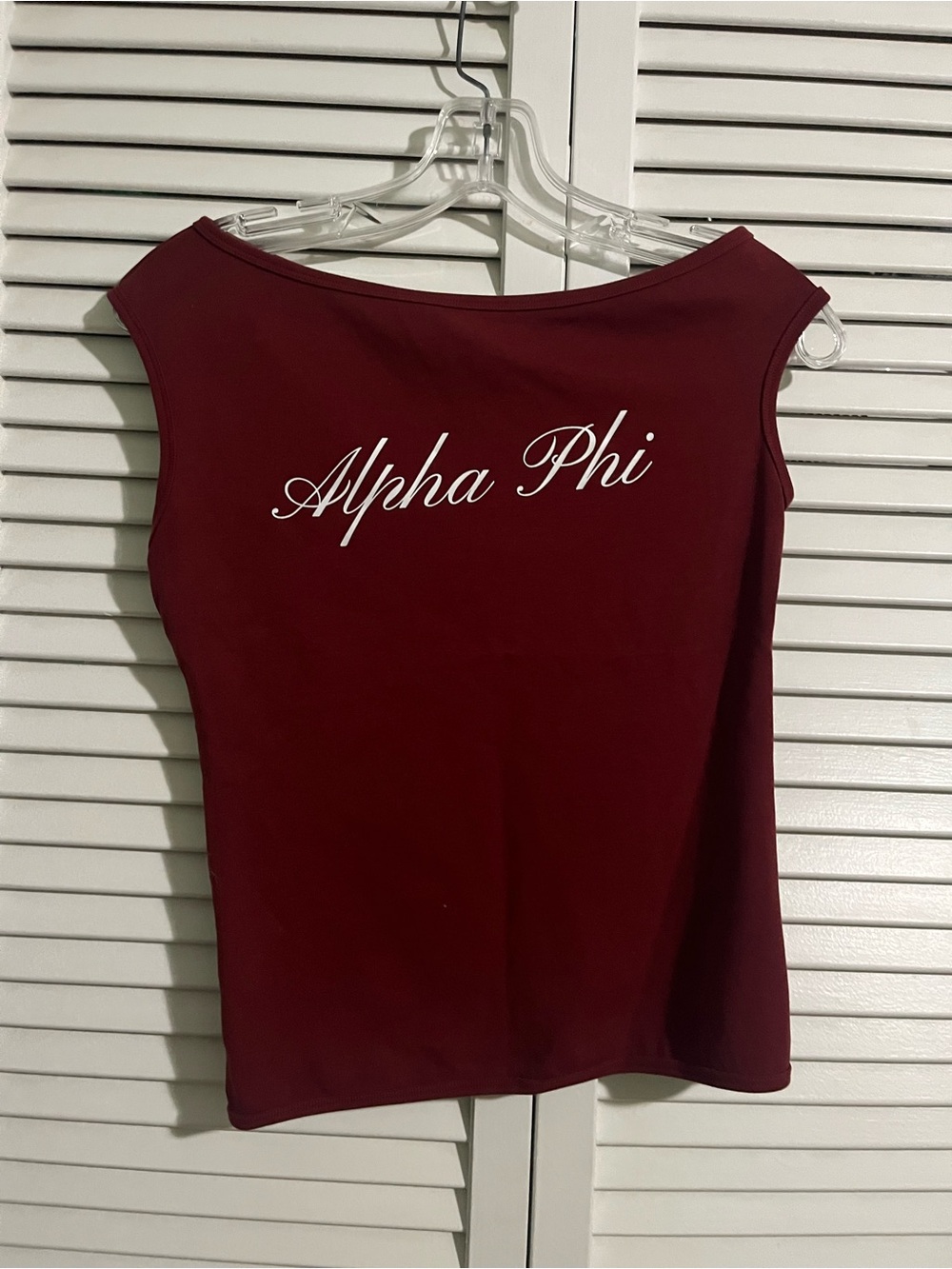 Maroon Alpha Phi Women's Boatneck Tank Top Sorority Small